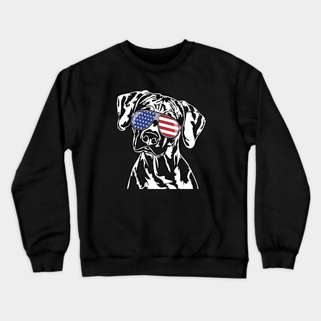 Funny Proud Rhodesian Ridgeback American Flag sunglasses Crewneck Sweatshirt by wilsigns